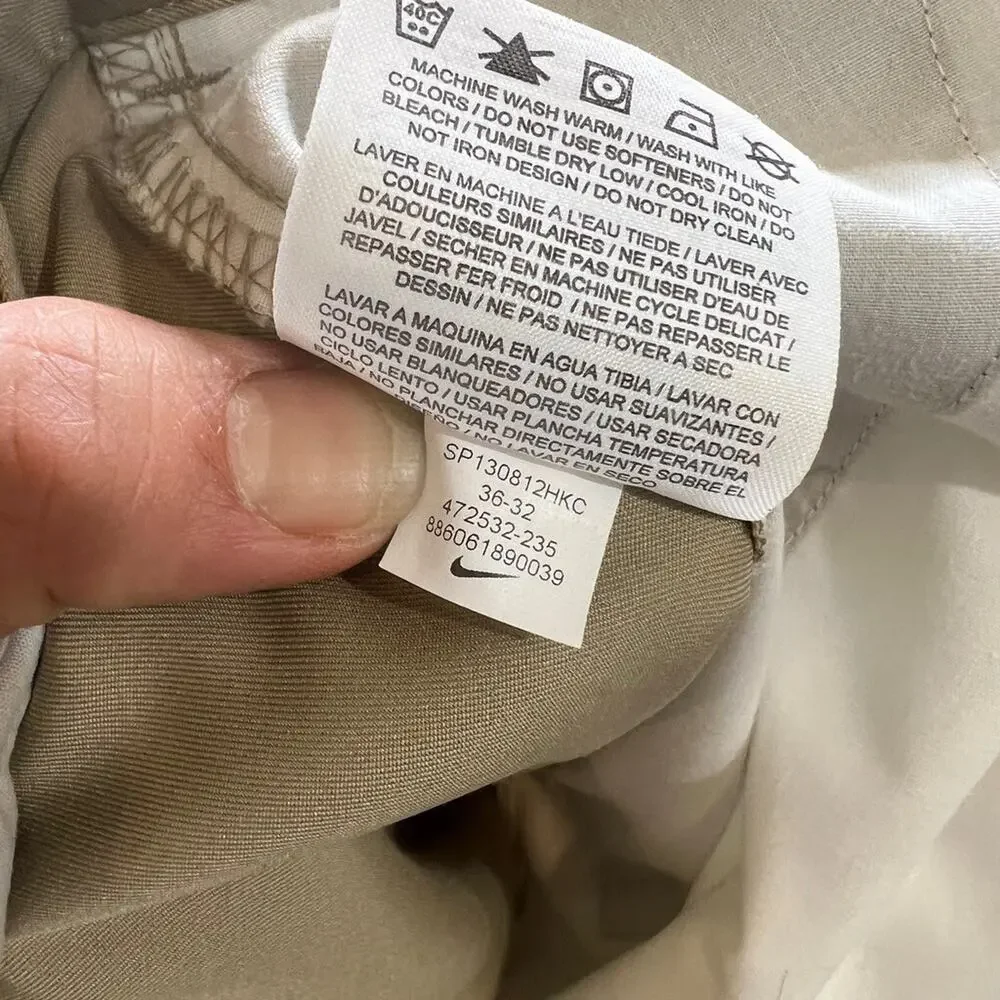 Nike Pants Mens 36 Beige Golf DriFit Tech Flat Front Performance Chino Quick Dry